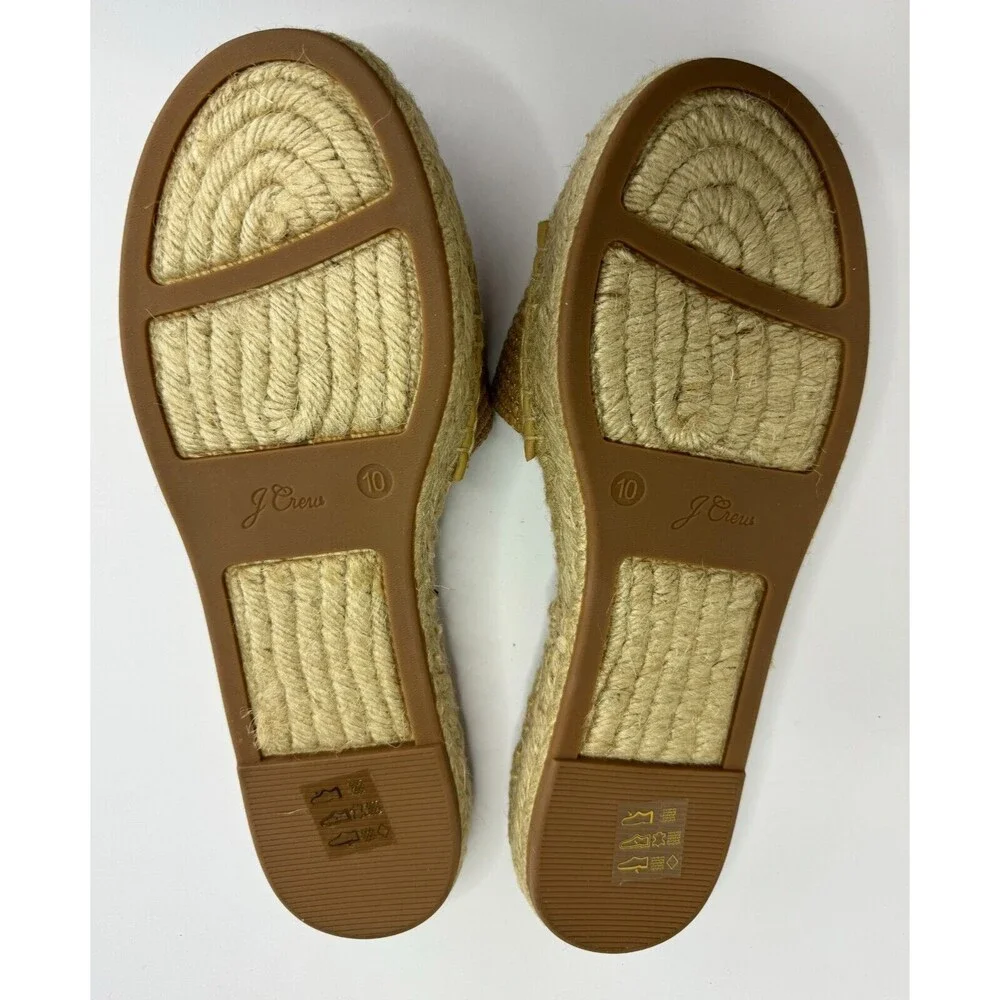 J. Crew Size 10 Raffia Woven Slip On Espadrille Sandals Beige Natural Casual NWT